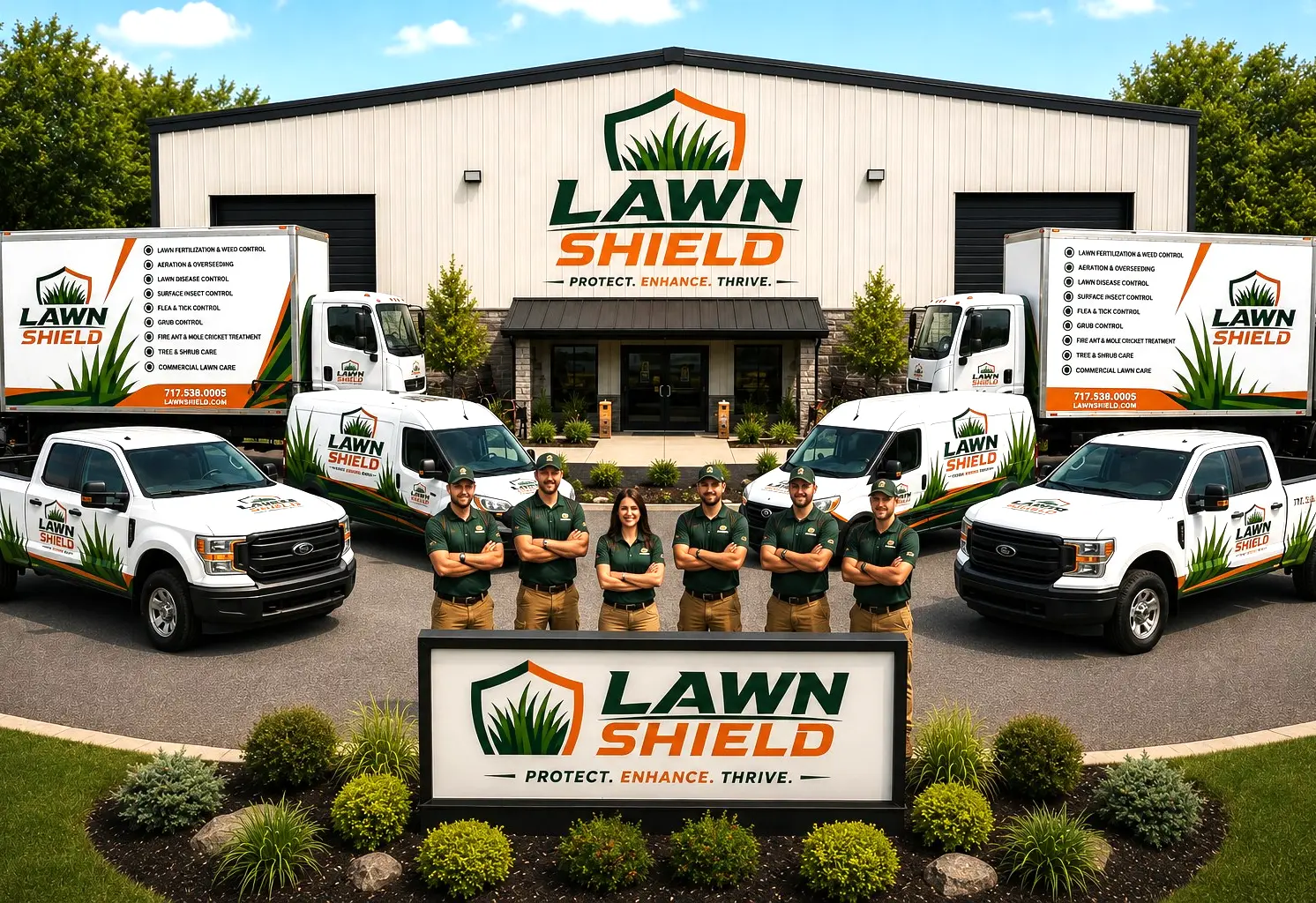Lawn Shield lawn care team and service fleet serving Lancaster County Pennsylvania